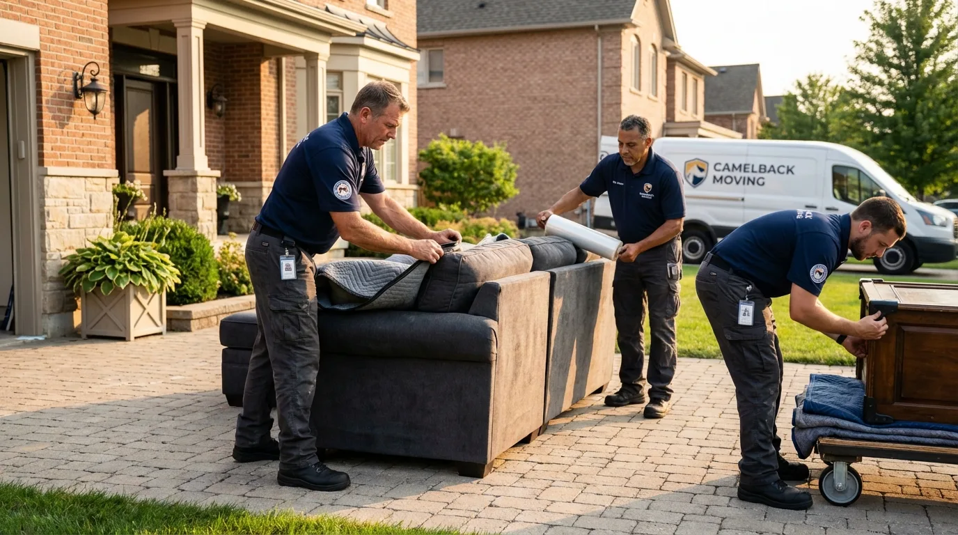 Large estate moving crew wrapping furniture in Dolgeville, NY
