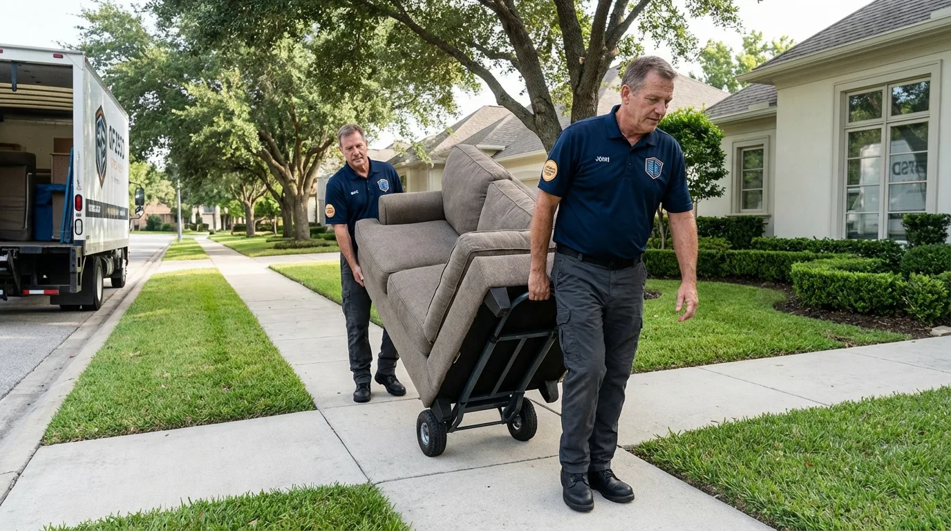 Local residential moving crew loading furniture in Dolgeville, NY